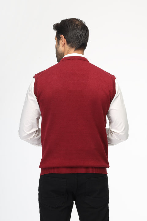 Slim Fit Gilet Maroon