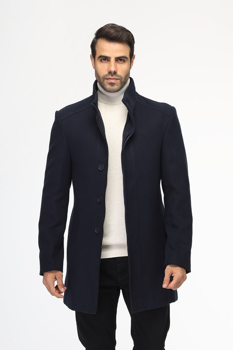 Regular Fit Coat Dark Blue