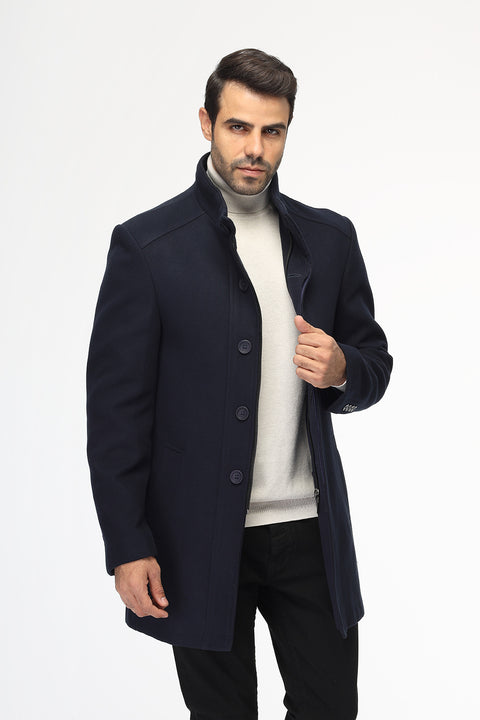 Regular Fit Coat Dark Blue
