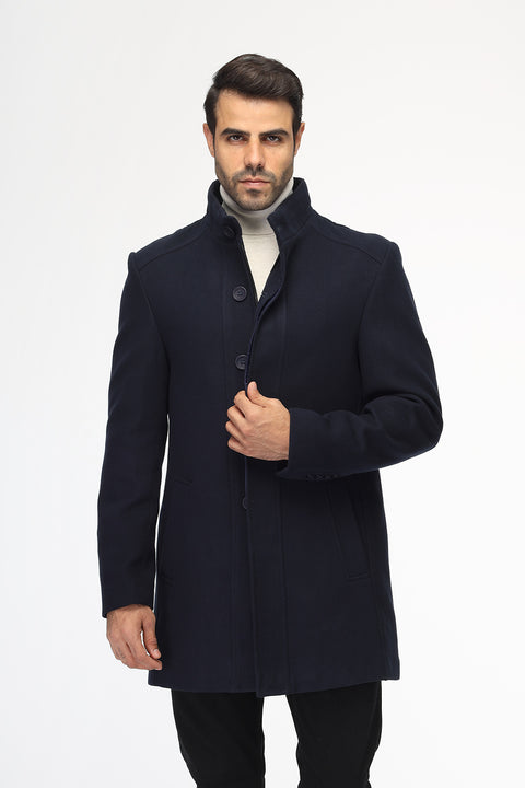 Regular Fit Coat Dark Blue