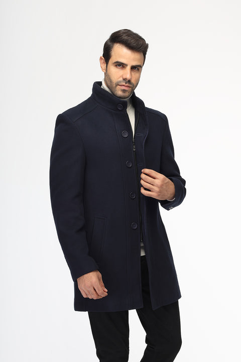 Regular Fit Coat Dark Blue