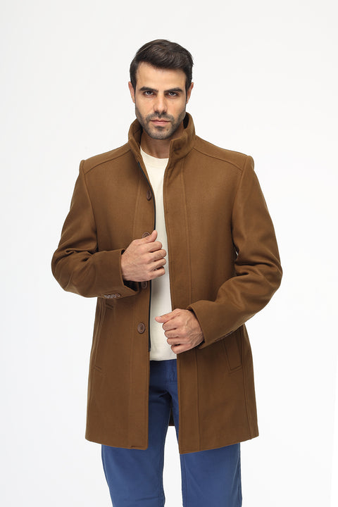 Regular Fit Coat Brown