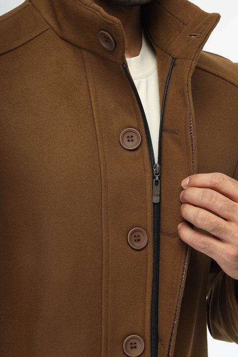 Regular Fit Coat Brown