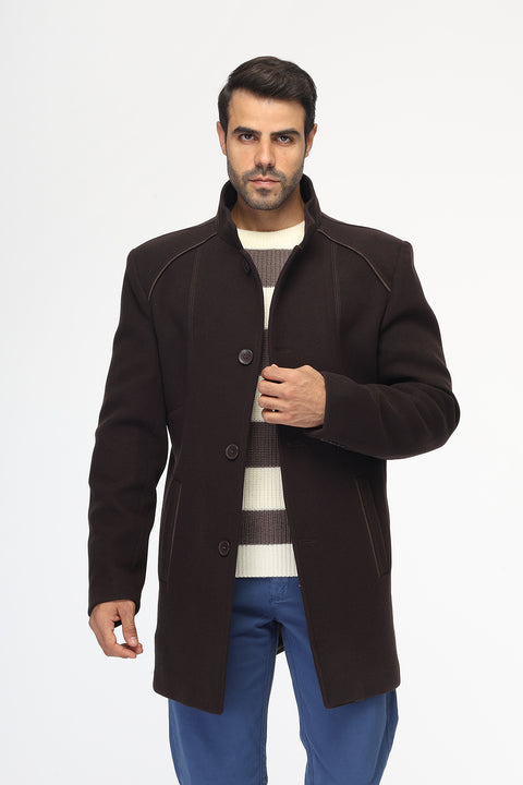 Regular Fit Coat Dark Brown