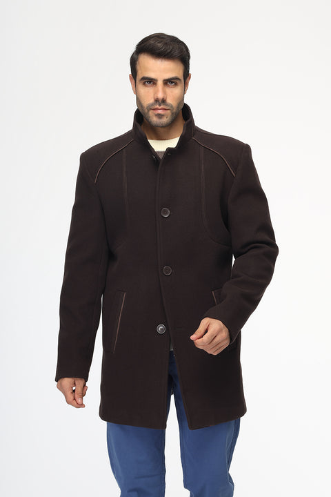 Regular Fit Coat Dark Brown