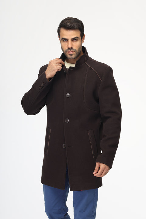 Regular Fit Coat Dark Brown