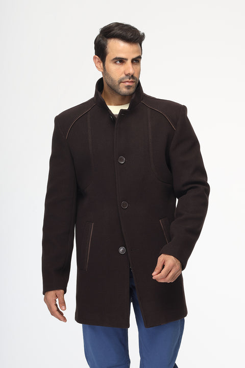 Regular Fit Coat Dark Brown