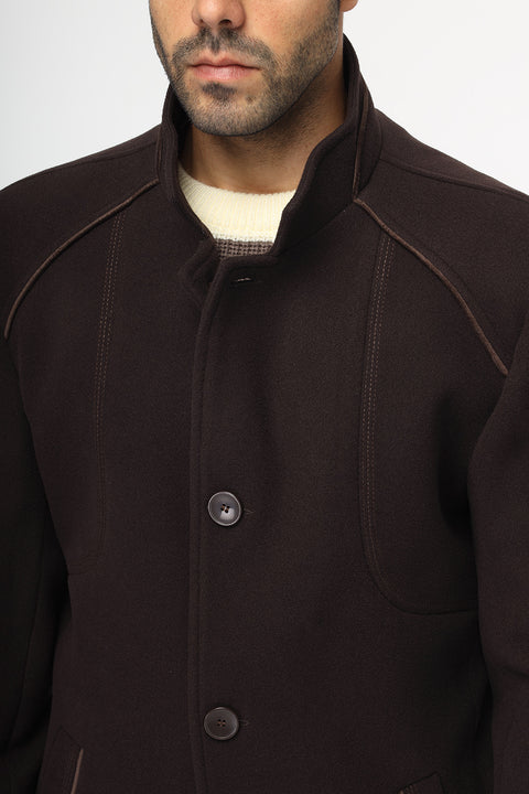 Regular Fit Coat Dark Brown