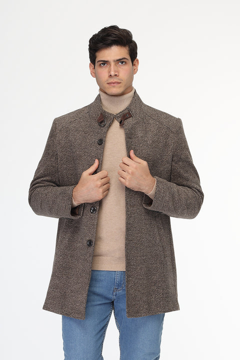 Regular Fit Coat Brown
