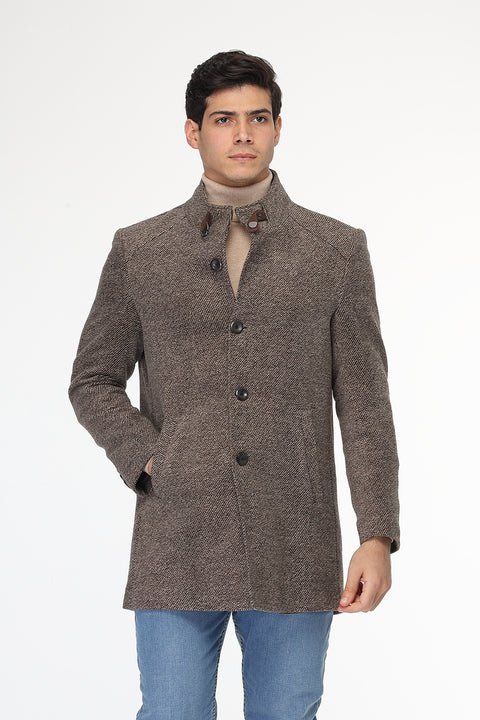 Regular Fit Coat Brown