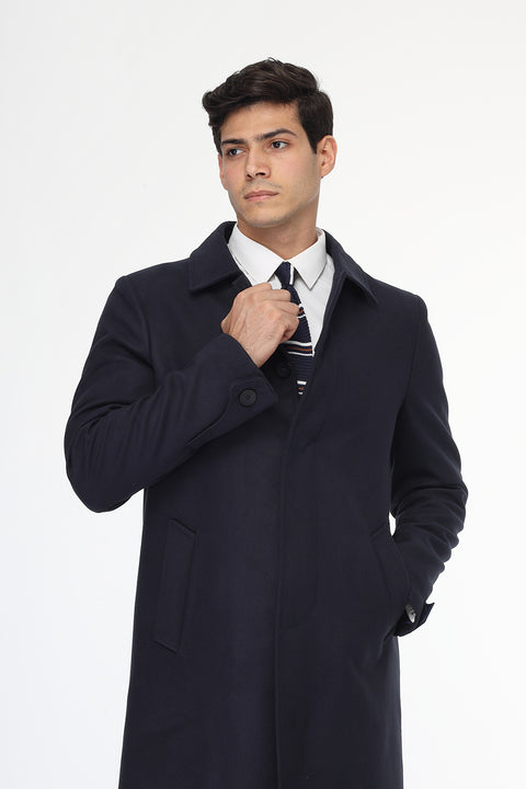 Regular Fit Coat Dark Blue