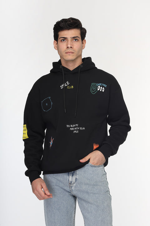 Over Size Sweat Shirt Black