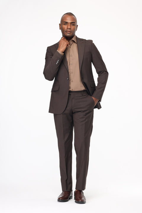 Slim Fit Suit Dark Brown