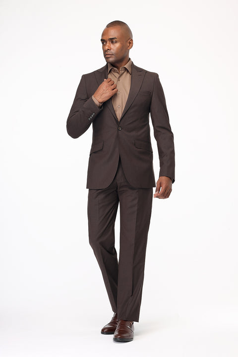 Slim Fit Suit Dark Brown