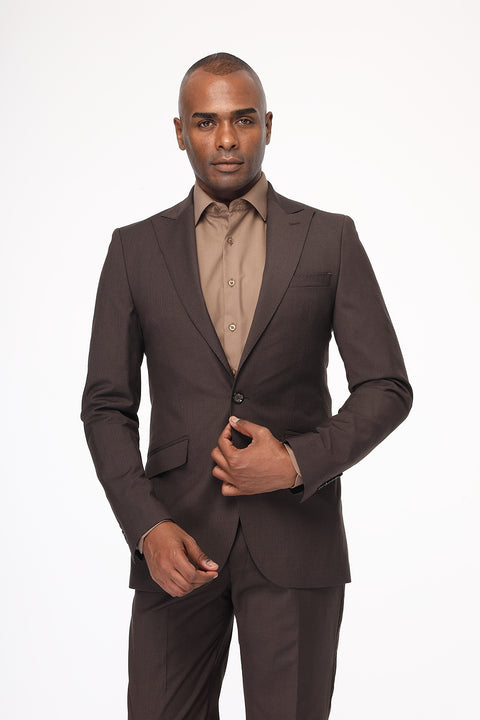 Slim Fit Suit Dark Brown