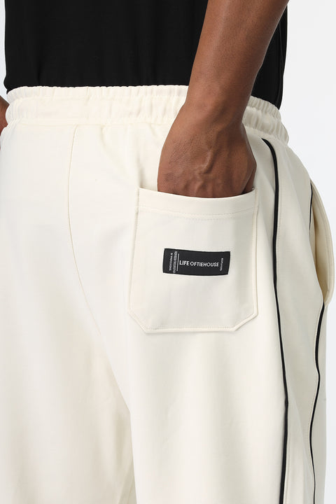 Wide Leg Sweat Pants Beige