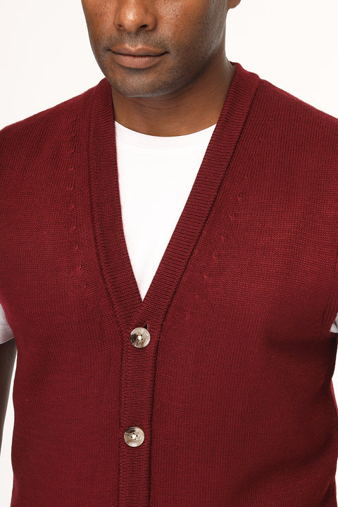 Regular Fit Gilet Maroon