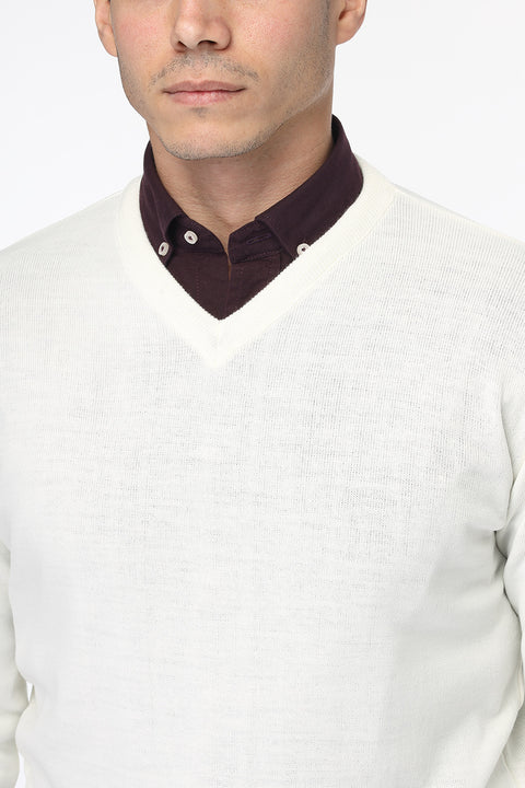 Regular Fit Pullover V Off White
