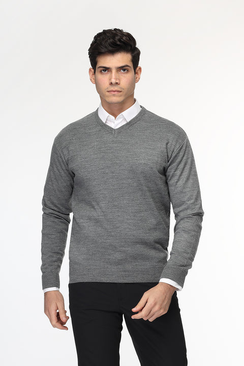 Regular Fit Pullover V Gray