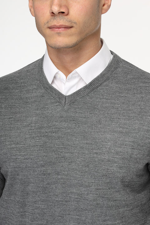 Regular Fit Pullover V Gray