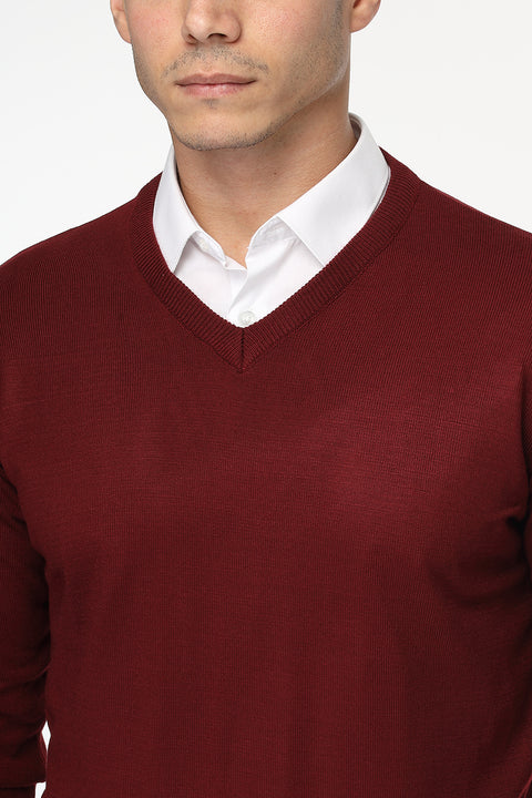 Regular Fit Pullover V Maroon