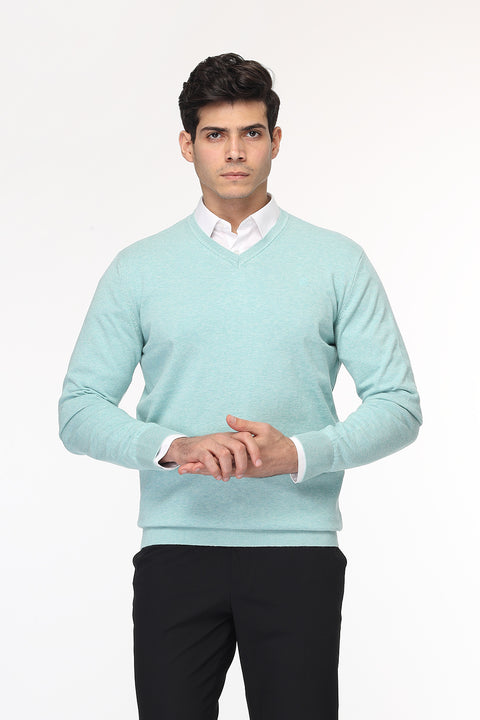 Regular Fit Pullover V Turquoise