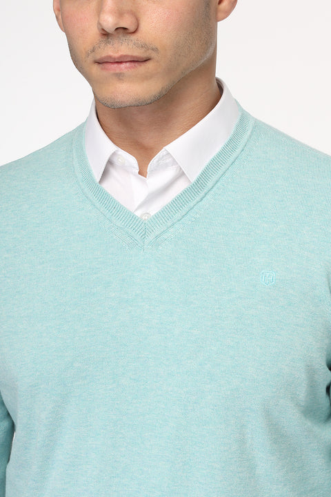 Regular Fit Pullover V Turquoise