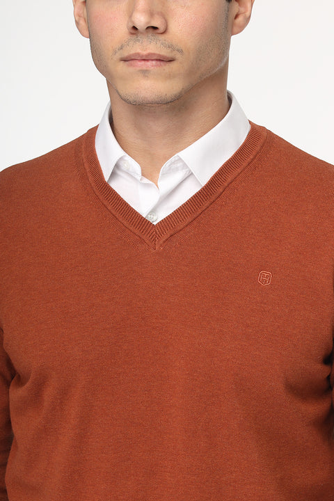 Regular Fit Pullover V Orange