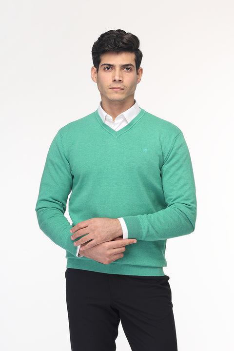 Regular Fit Pullover V Light Green