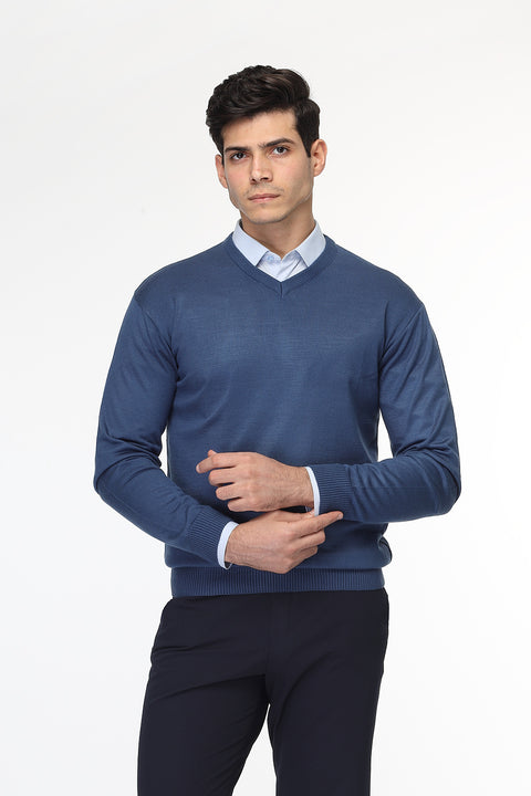 Regular Fit Pullover V Blue