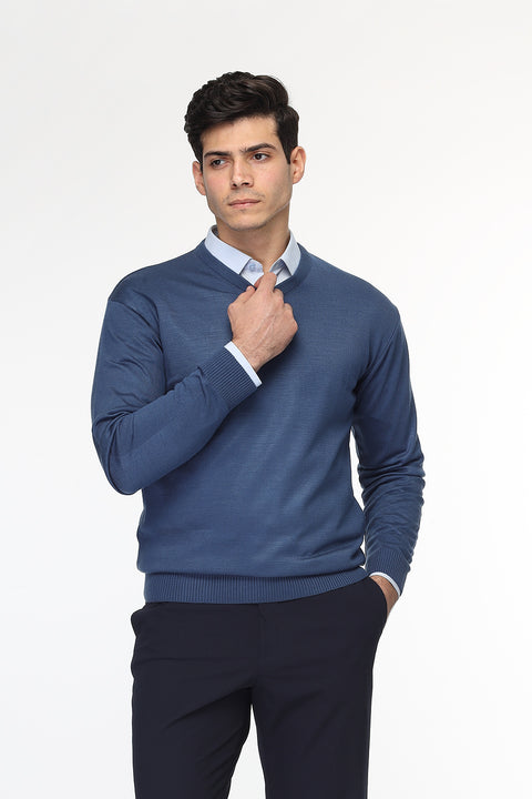 Regular Fit Pullover V Blue