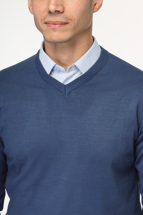 Regular Fit Pullover V Blue