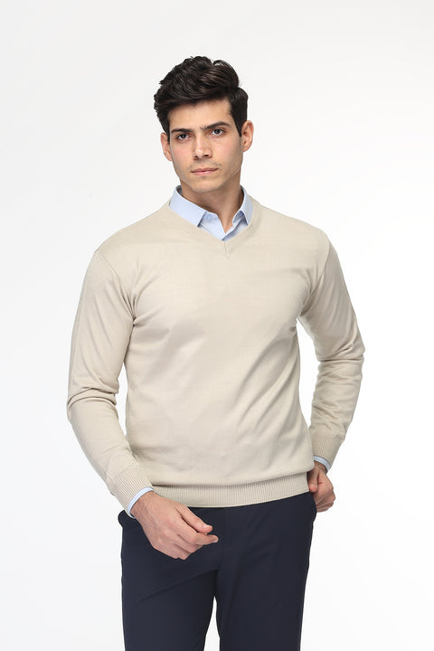 Regular Fit Pullover V Beige