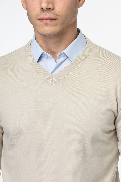 Regular Fit Pullover V Beige
