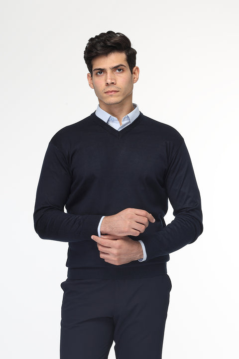 Regular Fit Pullover V Dark Blue