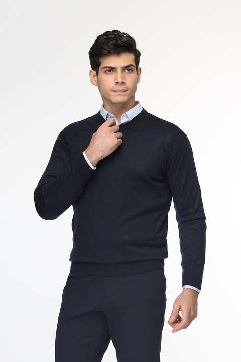 Regular Fit Pullover V Dark Blue