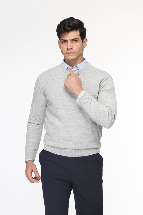 Regular Fit Pullover V Light Gray