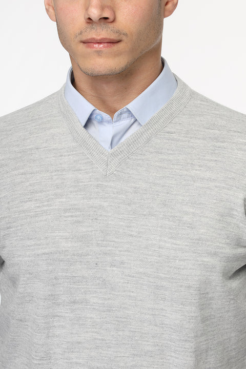 Regular Fit Pullover V Light Gray