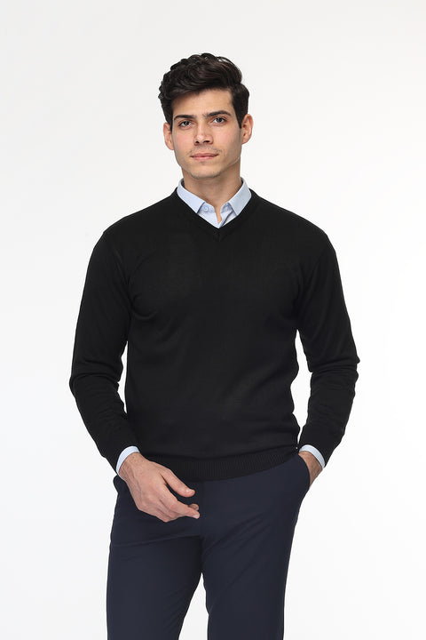 Regular Fit Pullover V Black