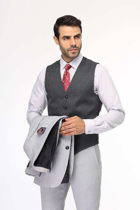 Slim Fit Suit Light Gray