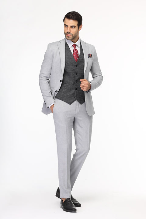 Slim Fit Suit Light Gray