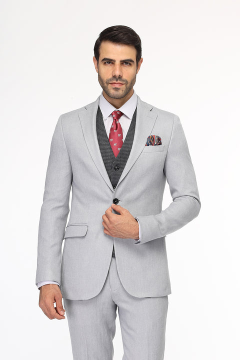 Slim Fit Suit Light Gray