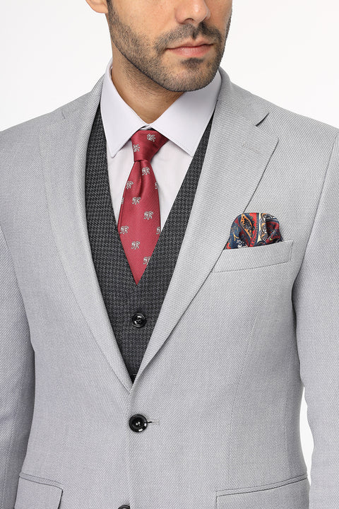 Slim Fit Suit Light Gray