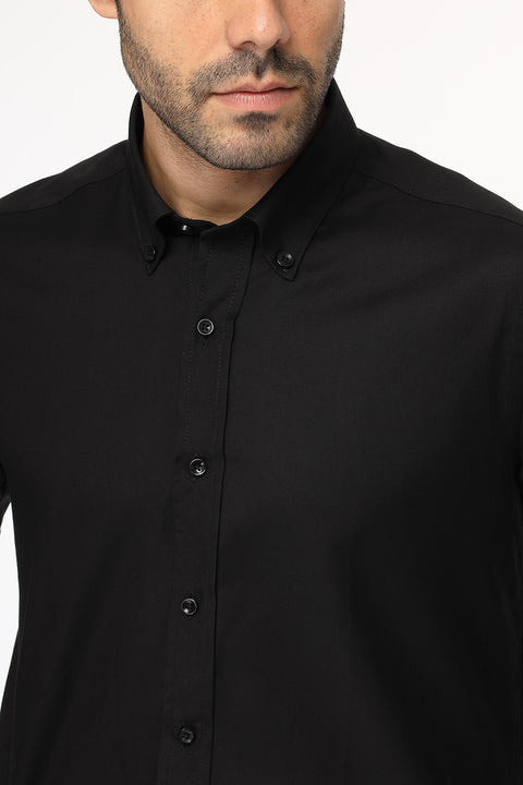 Slim Fit Shirt Oxford Black 100% Cotton