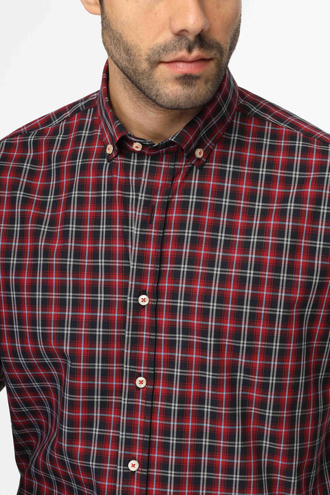 Regular Fit Linen Shirt Maroon