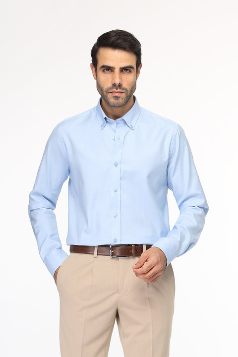 Slim Fit Shirt Oxford Light Blue 100% Cotton