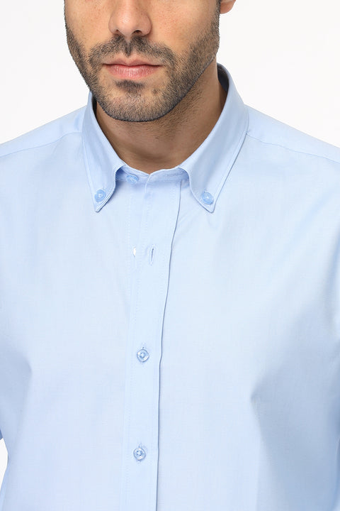 Slim Fit Shirt Oxford Light Blue 100% Cotton