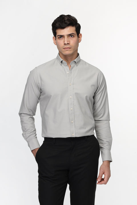 New Fit Shirt Oxford Light Gray 100% cotton