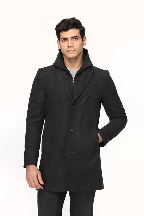Regular Fit Coat Dark Gray