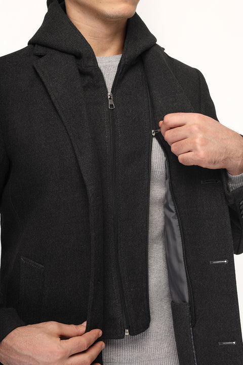 Regular Fit Coat Dark Gray